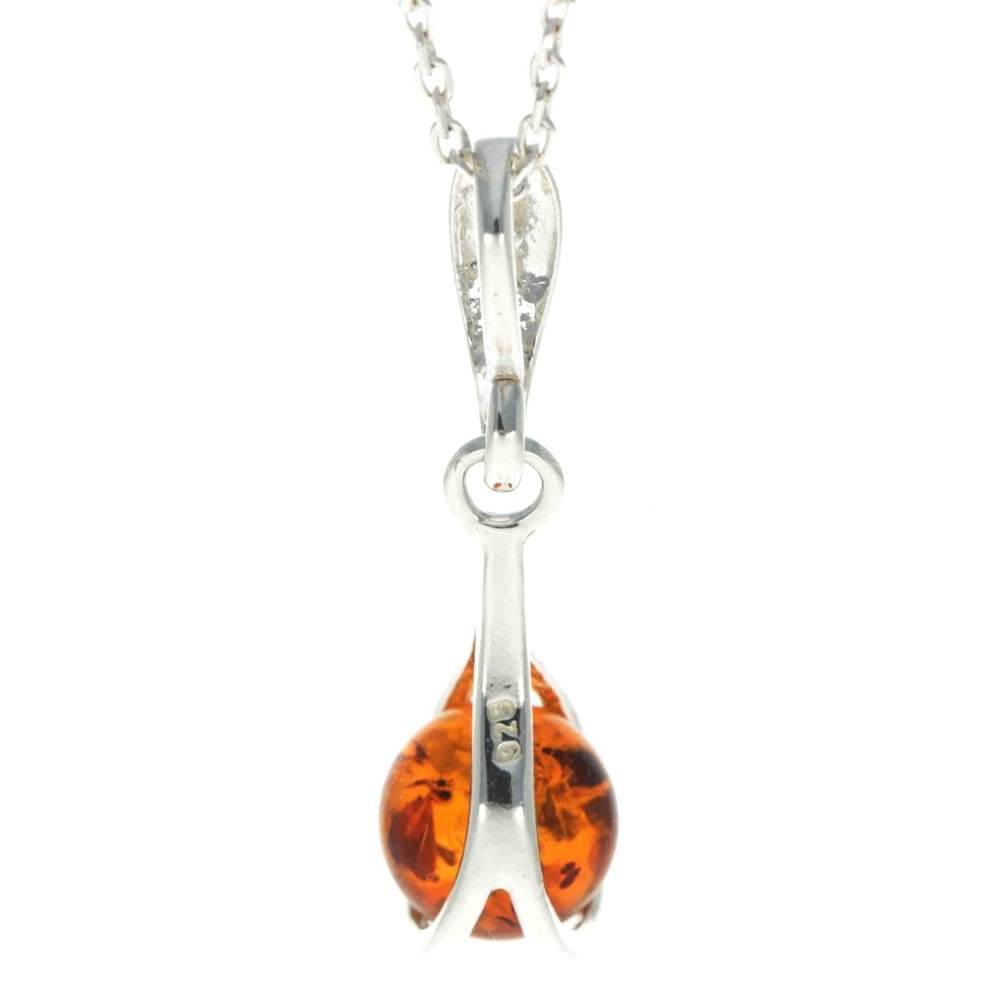 925 Sterling Silver & Baltic Amber Modern Ball Pendant - GL390