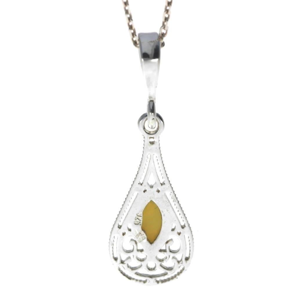 925 Sterling Silver & Baltic Amber Modern Pendant - M380
