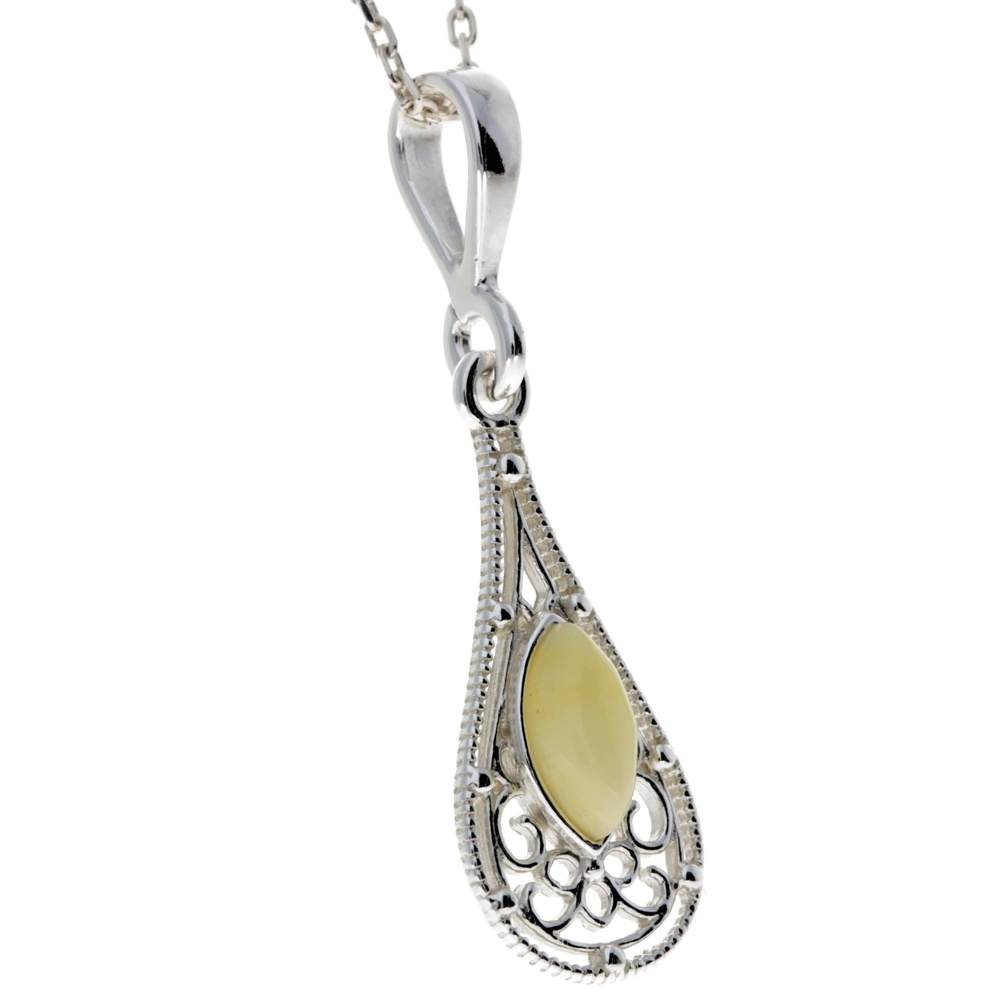 925 Sterling Silver & Baltic Amber Modern Pendant - M380