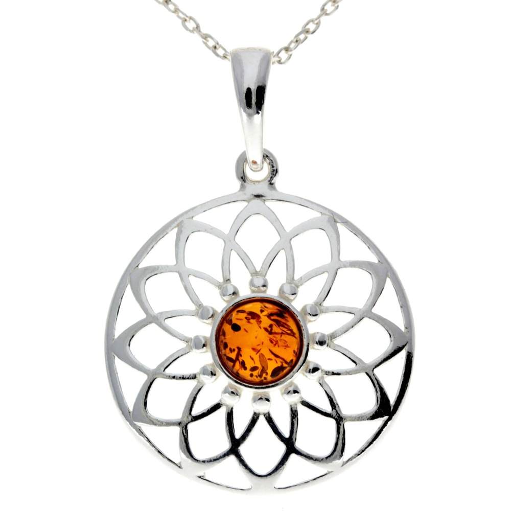 925 Sterling Silver & Baltic Amber Celtic Pendant - GL2005S