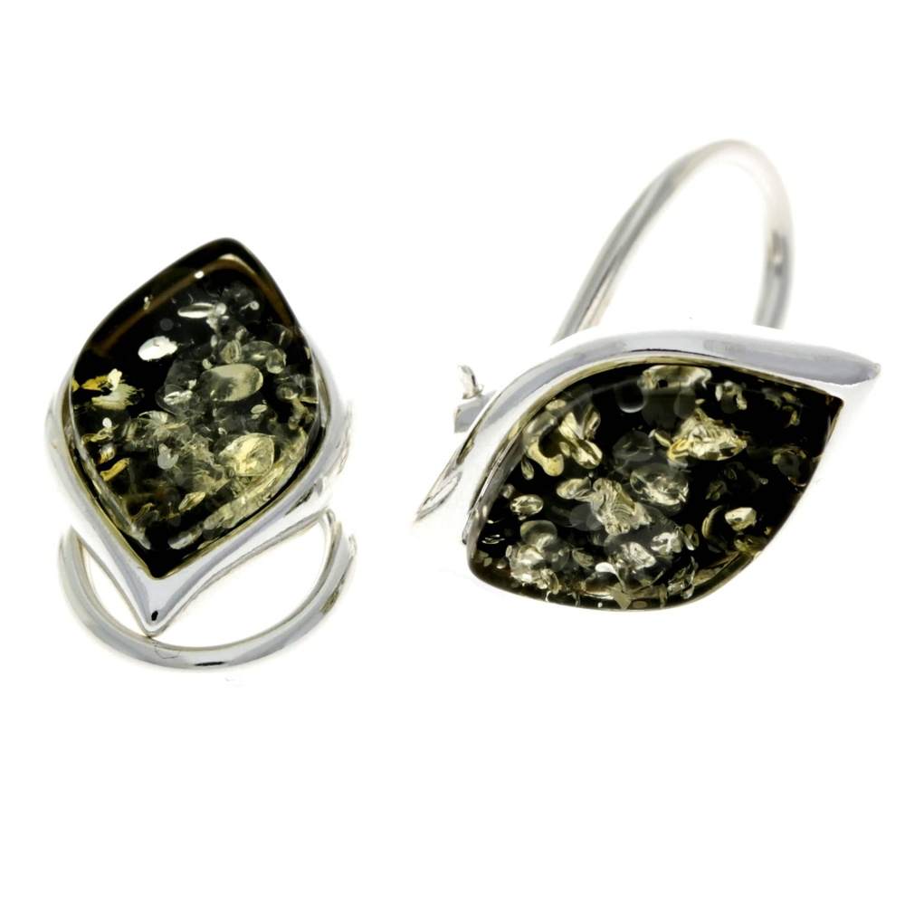 925 Sterling Silver & Baltic Amber Modern Clip On Earrings - GL187