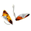 925 Sterling Silver & Genuine Baltic Amber Clip-on Modern Earrings - GL199