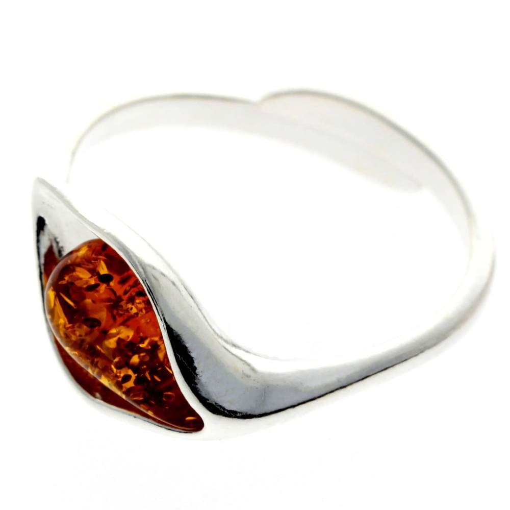 925 Sterling Silver & Baltic Amber Modern Designer Ring - GL728A