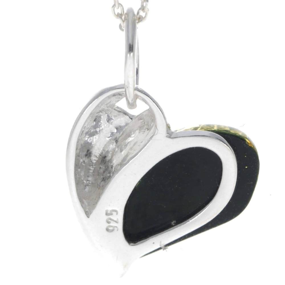 925 Sterling Silver & Baltic Amber Pendant in Heart Shape - GL239
