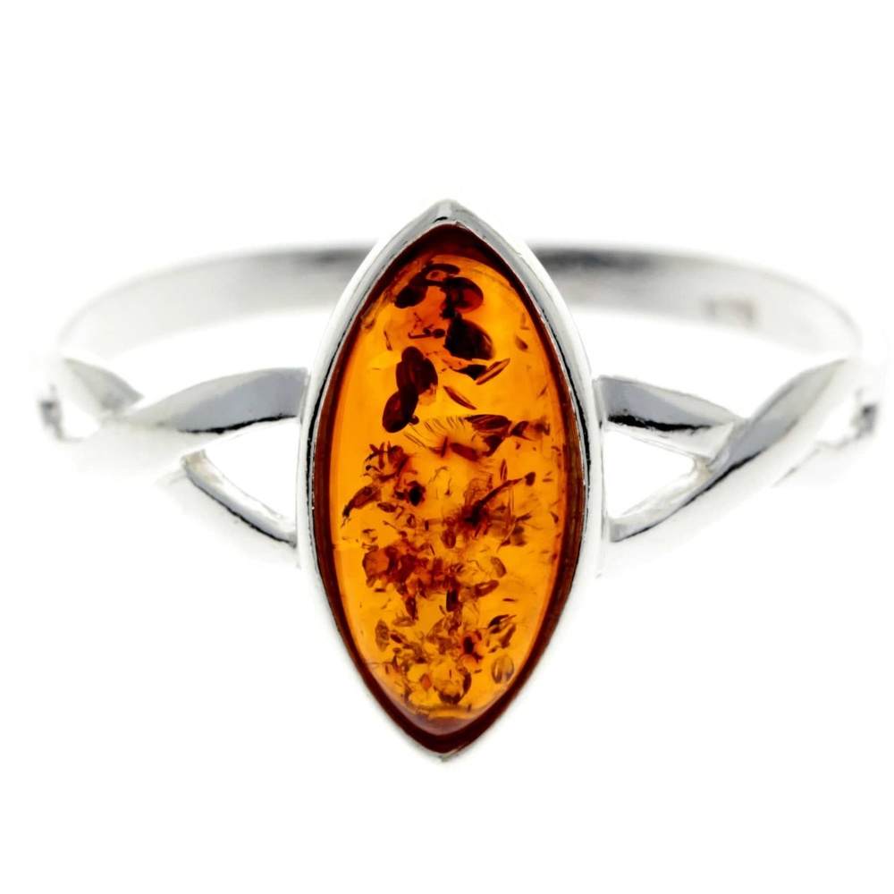 925 Sterling Silver & Baltic Amber Celtic Classic Ring - GL420