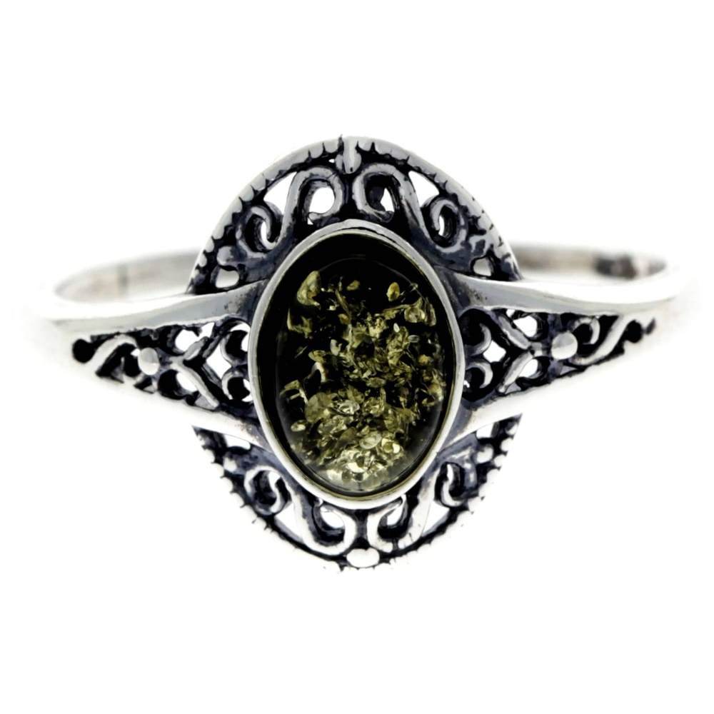 925 Sterling Silver & Baltic Amber Classic Celtic Ring - AR9