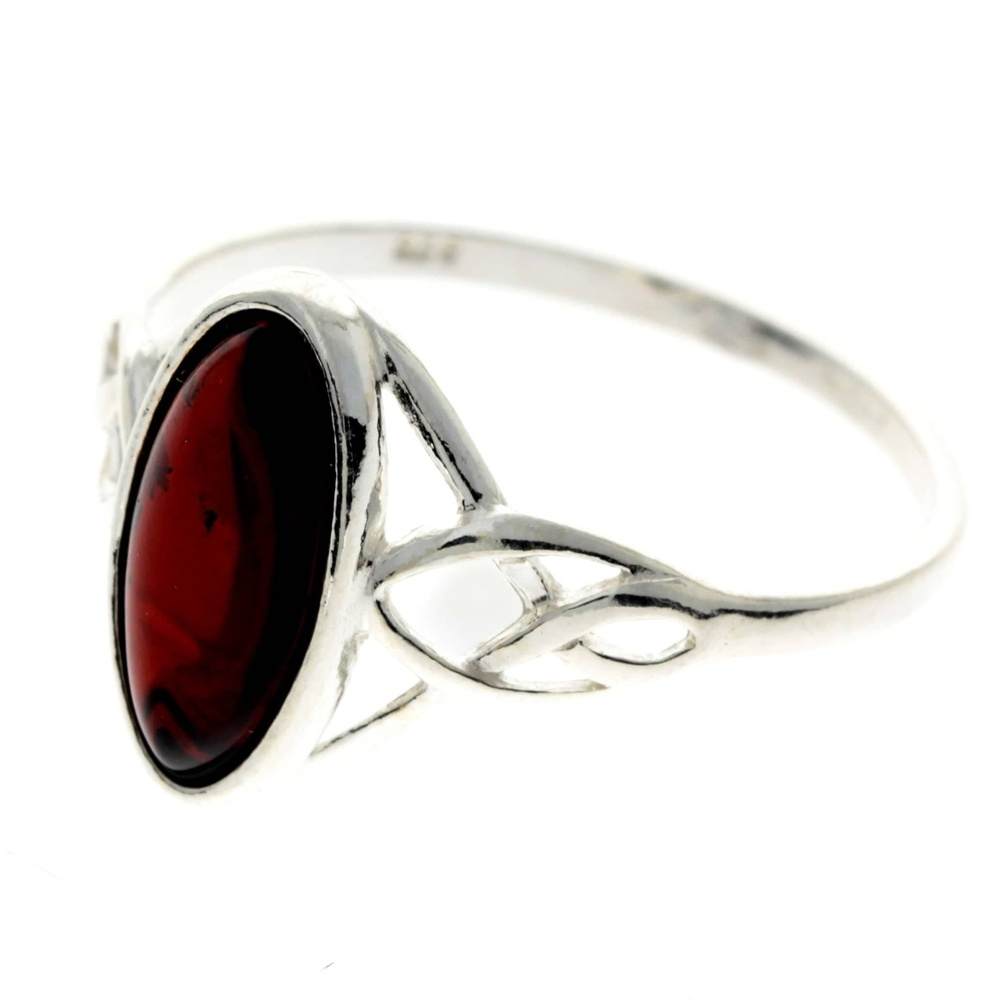 925 Sterling Silver & Baltic Amber Celtic Ring - GL452
