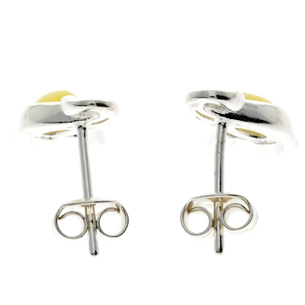 925 Sterling Silver & Baltic Amber Elephant Stud Earrings - GL176