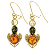 925 Sterling Silver 22 Carat Gold Plated with Genuine Baltic Amber Drop Earrings - MG002