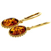 925 Sterling Silver 22 Carat Gold Plated with Genuine Baltic Amber Drop Earrings - MG008