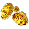 Genuine Baltic Amber and 925 Sterling Silver Gold Plated with 1 micron of 22 carat gold Studs Earrings - MG011