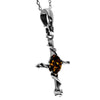 925 Sterling Silver & Genuine Baltic Amber Classic Cross Pendant - 653