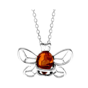 925 Sterling Silver & Genuine Baltic Amber Cute Bee Pendant 666