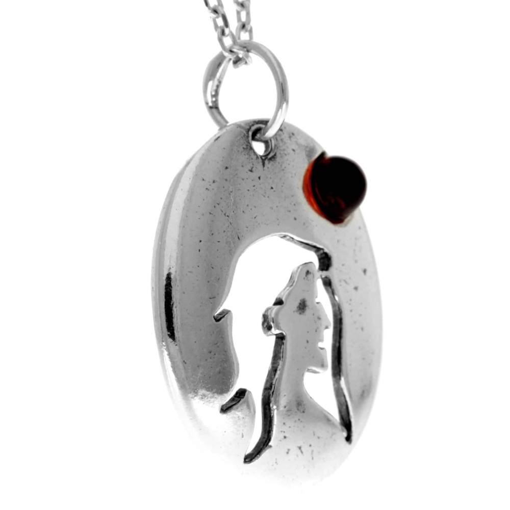 925 Sterling Silver & Genuine Baltic Amber Classic Zodiac Virgo Pendant - 739