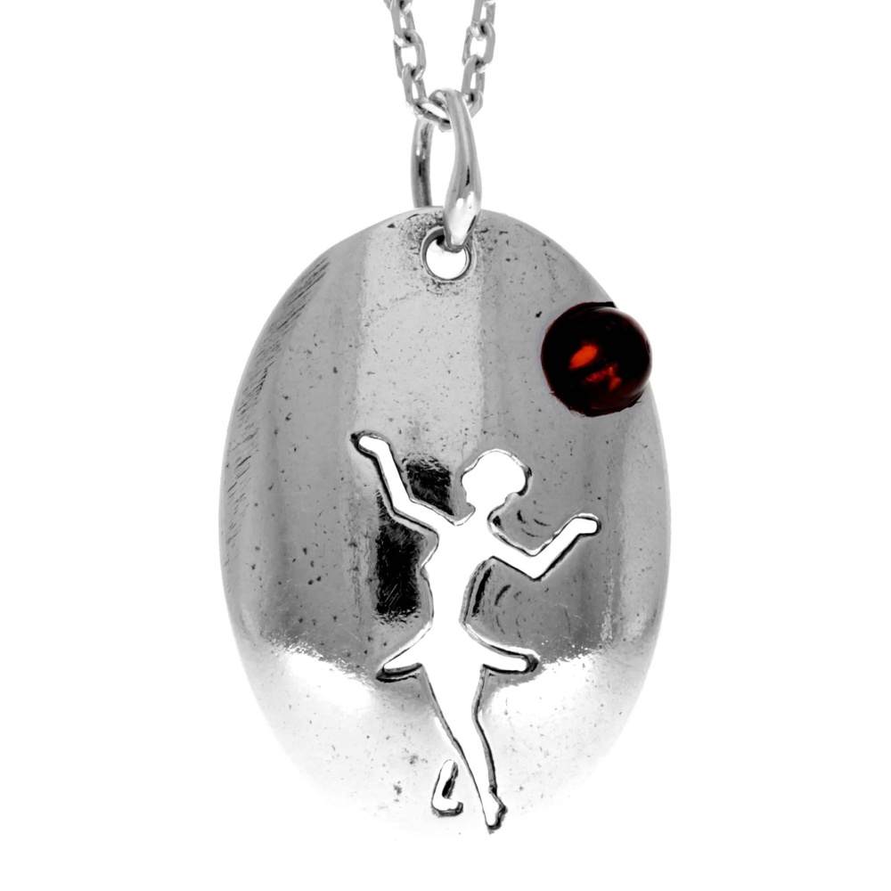 925 Sterling Silver & Genuine Baltic Amber Classic Zodiac Virgo Pendant - 751