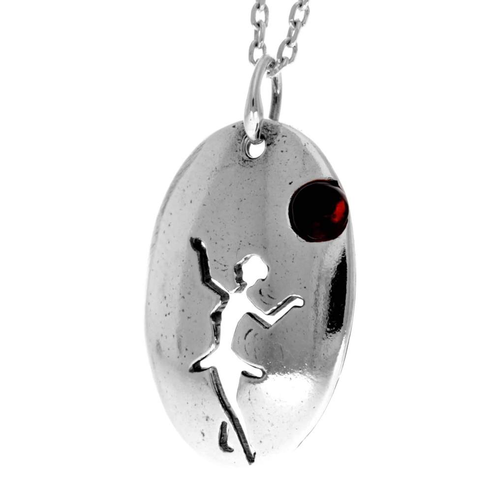 925 Sterling Silver & Genuine Baltic Amber Classic Zodiac Virgo Pendant - 751