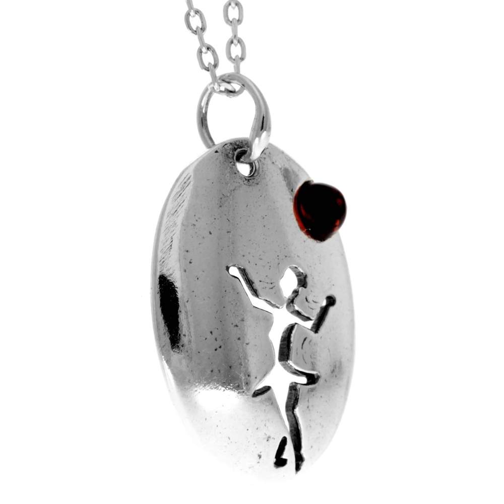 925 Sterling Silver & Genuine Baltic Amber Classic Zodiac Virgo Pendant - 751