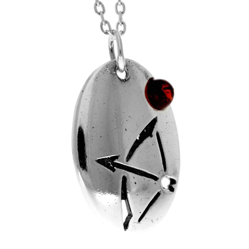 925 Sterling Silver & Genuine Baltic Amber Classic Zodiac Sagittarius Pendant - 754