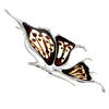 925 Sterling Silver & Genuine Engraved Baltic Amber Butterfly Brooch - AF804