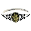 925 Sterling Silver & Genuine Oval Baltic Amber Ring with Butterfly - AR7