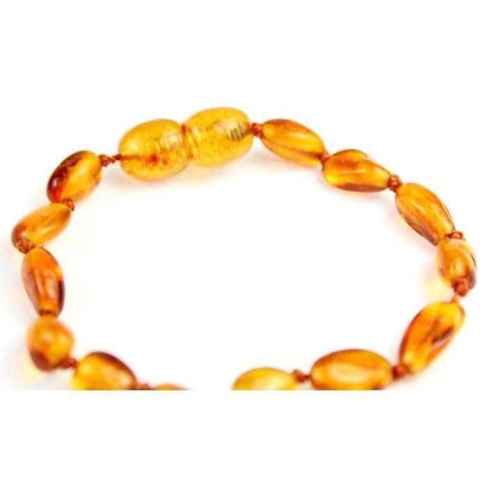 Certified Baltic Amber Beans Beads Bracelet in Cognac Colours - Sizes Baby to Adult - SilverAmberJewellery