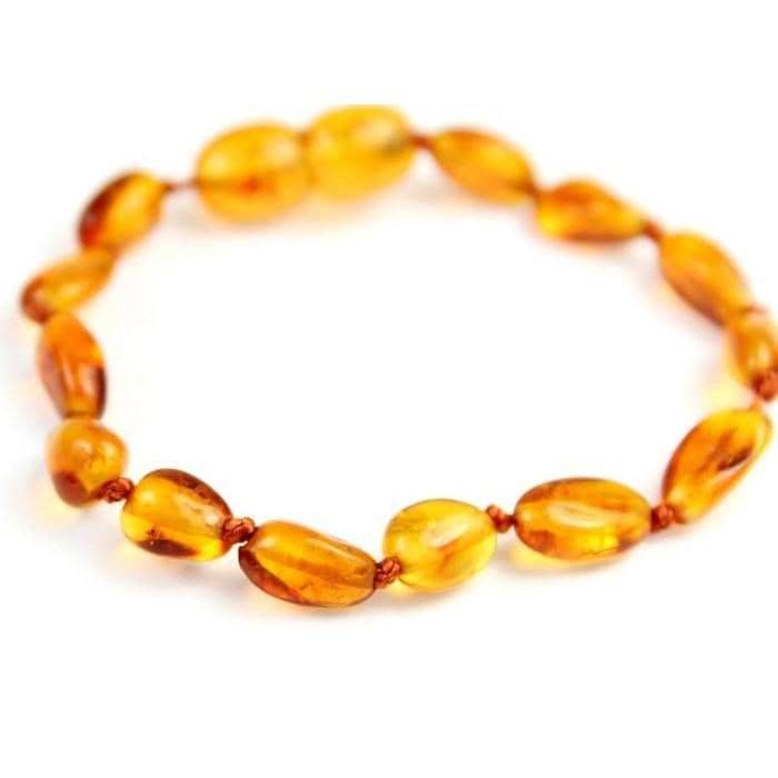Certified Baltic Amber Beans Beads Bracelet in Cognac Colours - Sizes Baby to Adult - SilverAmberJewellery