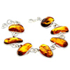 925 Sterling Silver & Genuine Cognac Baltic Amber Exclusive Link Bracelet with extender - BT173