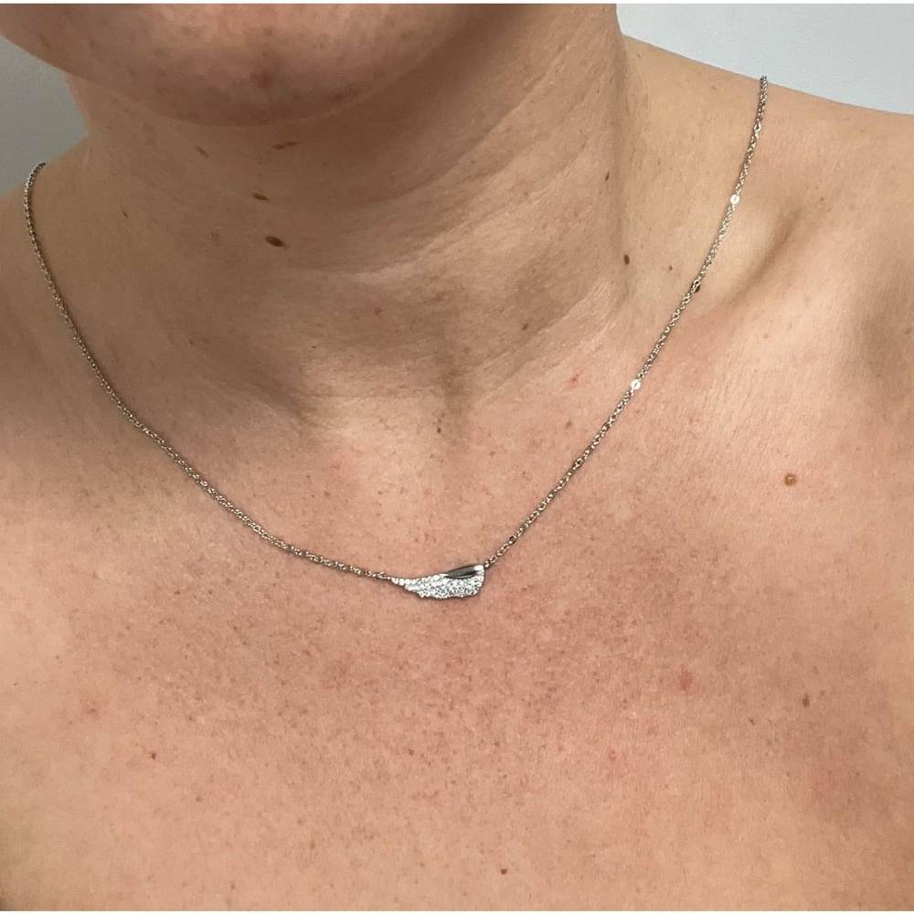 925 Sterling Silver Rhodium Plated Angel Wing with Cubic Zirconia Stones Neckles - CH-1045-N
