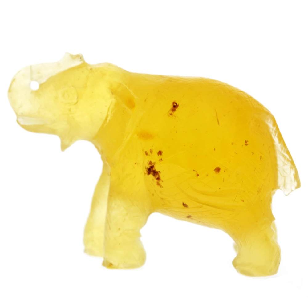 Figurine Superb Quality Handmade Natural Carved Elephant made of Genuine Baltic Amber - CRV92