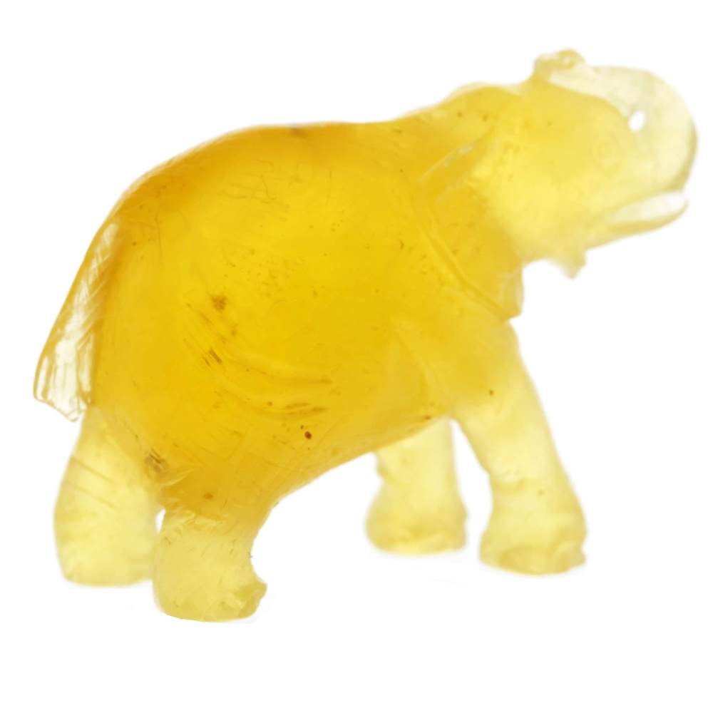 Figurine Superb Quality Handmade Natural Carved Elephant made of Genuine Baltic Amber - CRV92