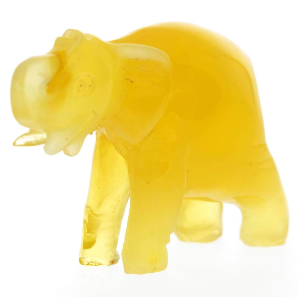 Figurine Superb Quality Handmade Natural Carved Elephant made of Genuine Baltic Amber - CRV96
