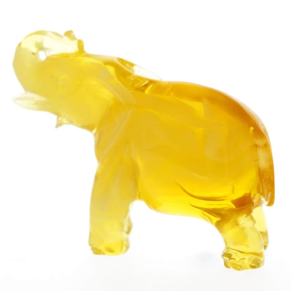 Figurine Superb Quality Handmade Natural Carved Elephant made of Genuine Baltic Amber - CRV97