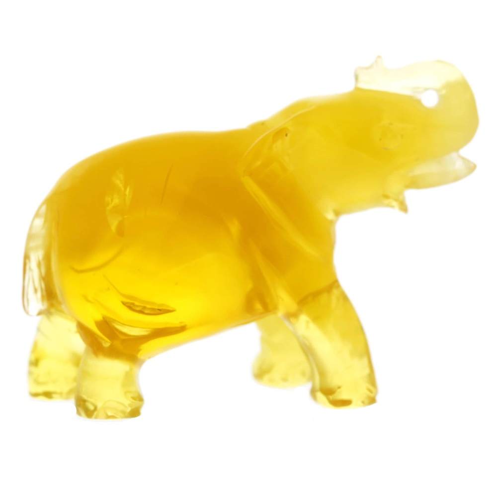 Figurine Superb Quality Handmade Natural Carved Elephant made of Genuine Baltic Amber - CRV97