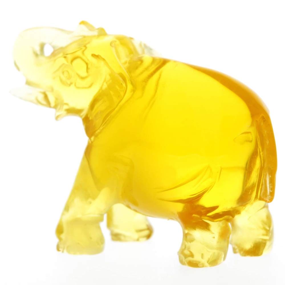 Figurine Superb Quality Handmade Natural Carved Elephant made of Genuine Baltic Amber - CRV98