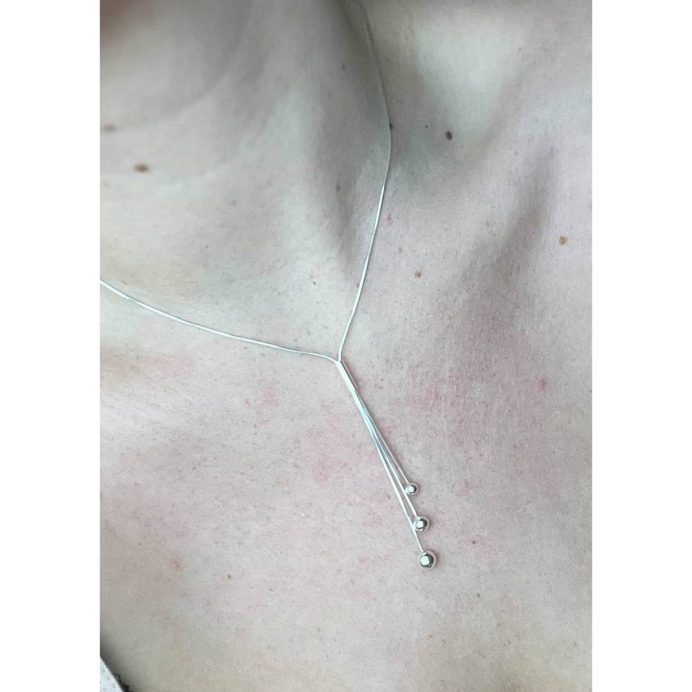 925 Sterling Silver Plain Rhodium Plated Ball Necklace - FNT-30-N