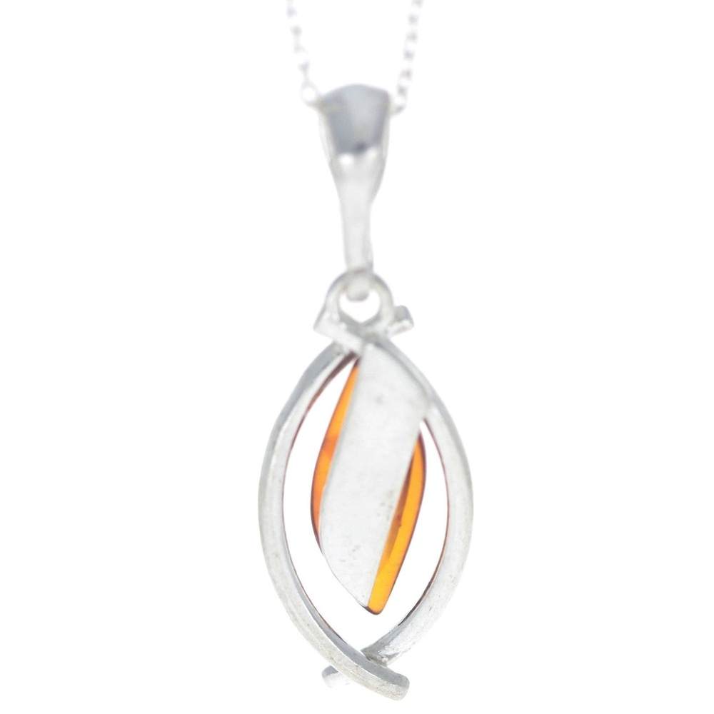 925 Sterling Silver & Genuine Baltic Amber Classic Pendant - G200