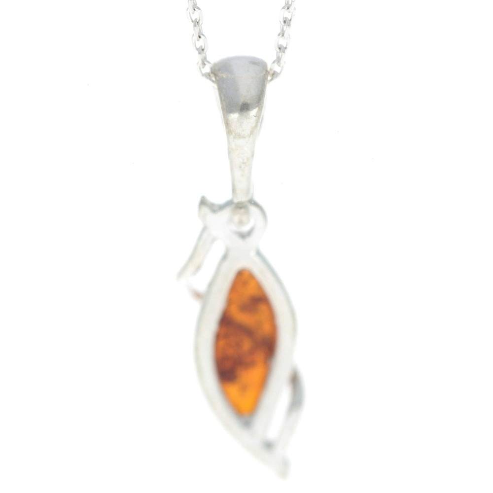 925 Sterling Silver & Genuine Baltic Amber Modern Pendant - G203
