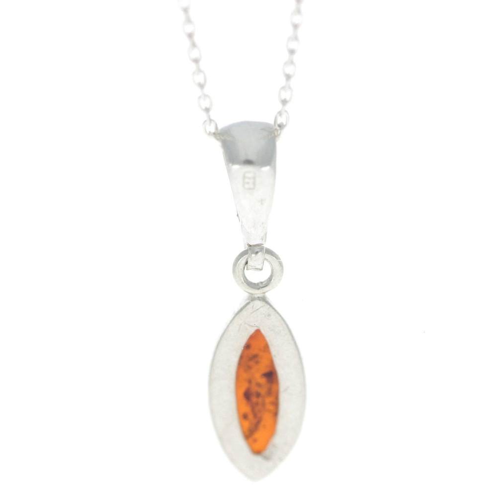 925 Sterling Silver & Genuine Baltic Amber Classic Pendant - G207