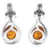 925 Sterling Silver & Genuine Baltic Amber Classic Drop Earrings - GL1015