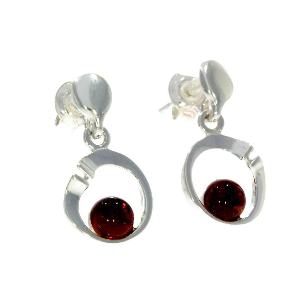925 Sterling Silver & Baltic Amber Modern Drop Earrings GL147