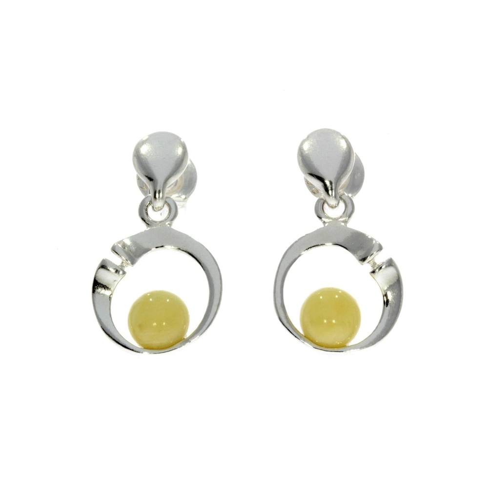 925 Sterling Silver & Baltic Amber Modern Drop Earrings GL147