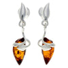 925 Sterling Silver & Baltic Amber Art Deco Earrings - GL158