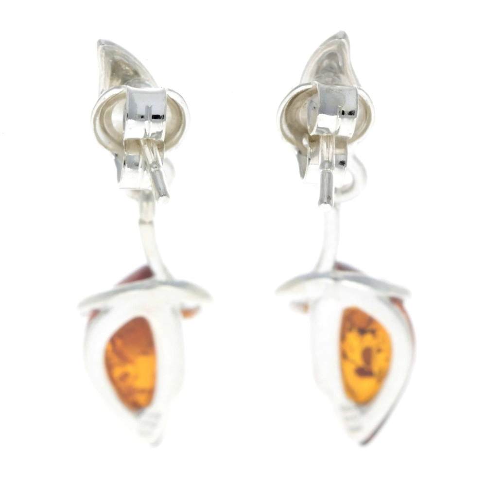 925 Sterling Silver & Baltic Amber Art Deco Earrings - GL158