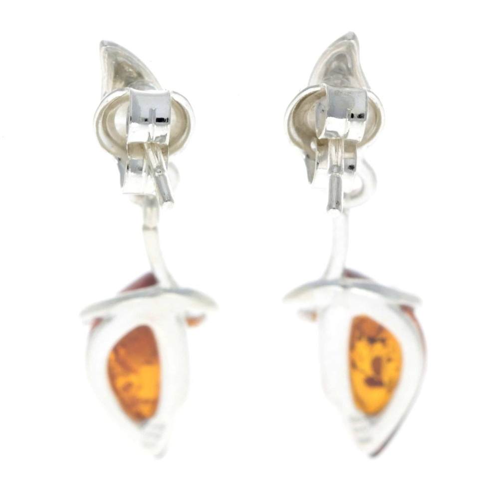 925 Sterling Silver & Baltic Amber Art Deco Earrings - GL158