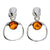 925 Sterling Silver & Genuine Baltic Amber Modern Drop Earrings - GL165