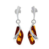 925 Sterling Silver & Genuine Baltic Amber Modern Drop Earrings - GL166
