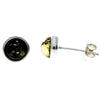925 Sterling Silver & Genuine Baltic Amber Classic Round Studs Earrings various sizes - GL189
