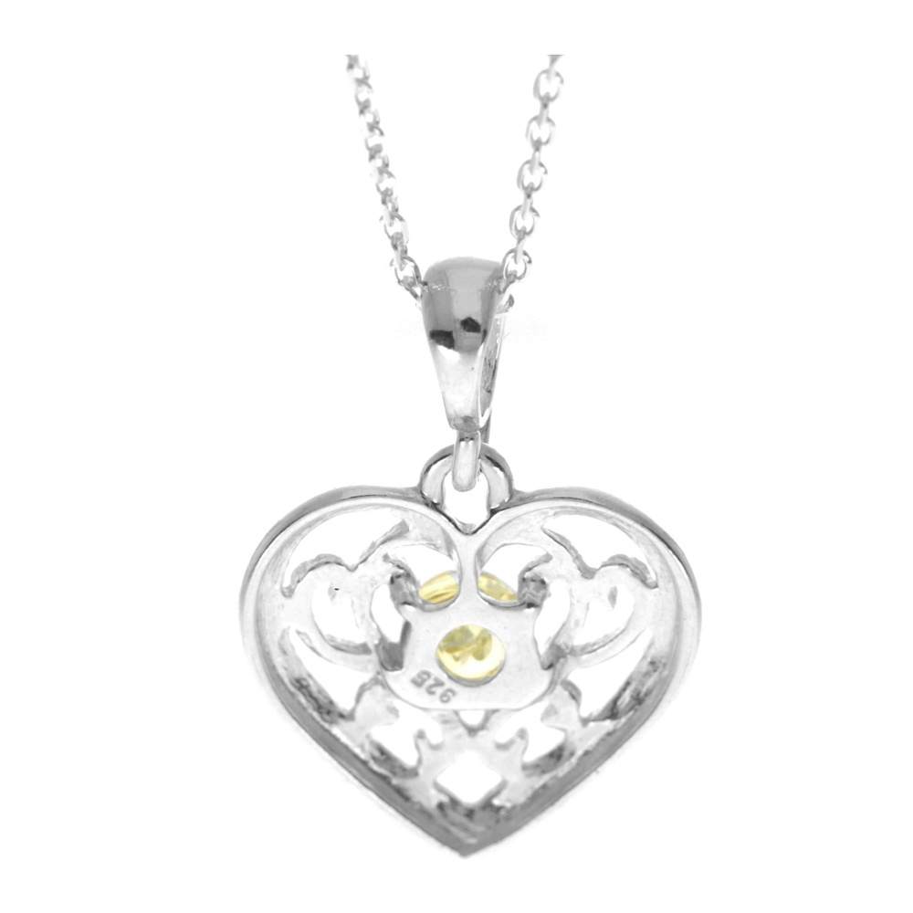 925 Sterling Silver & Baltic Amber Modern Heart Pendant - GL2006