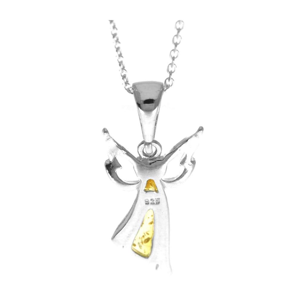 925 Sterling Silver & Baltic Amber Angel Pendant - GL2008C