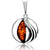 925 Steling Silver & Genuine Baltic Amber Modern Pendant - GL2048